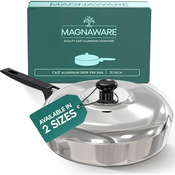 Magnaware Cast Aluminum Sauté Pan with Lid, 10'' Frying Pan, Oven Safe