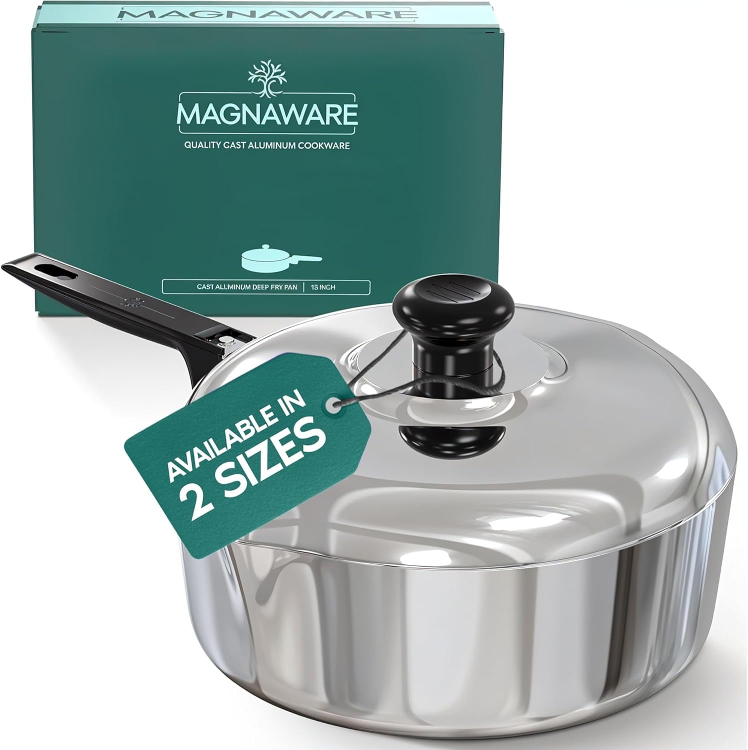 Magnaware 12'' Silver Cast Aluminum Sauté Pan with Lid