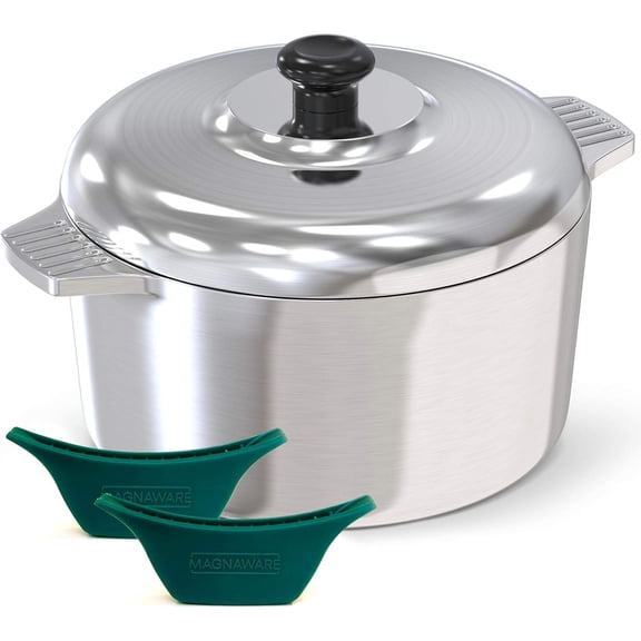 Magnaware Cast Aluminum Dutch Oven with Lid - 5 Quart Lightweight Cookware Pot with Covers for Easy Handling - Even Heat & Retention - For Bread Baking, Stew, Simmering & More