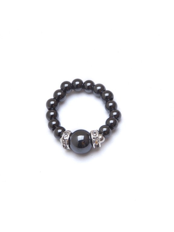 Beaded Black Hematite Rings, Unisex