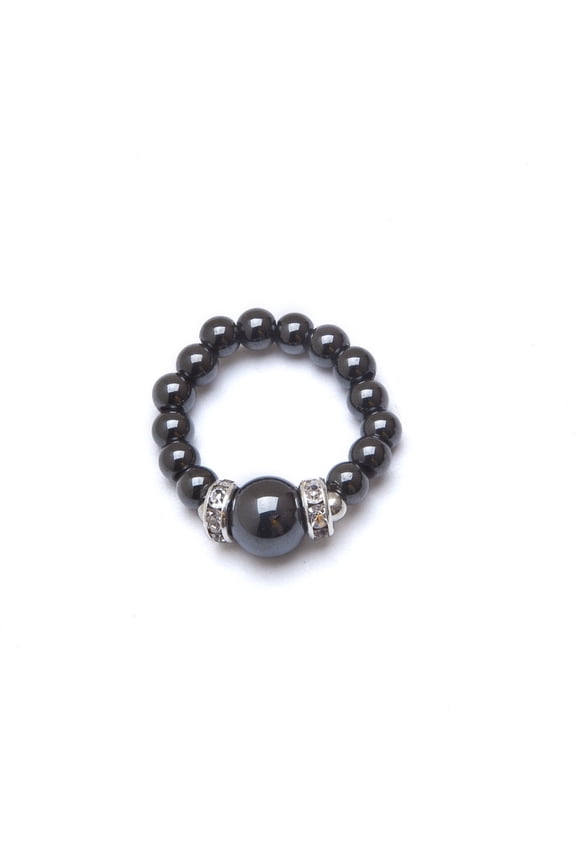 Beaded Black Hematite Rings, Unisex