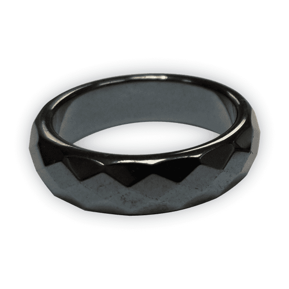 MagneHealth Beveled Magnetic Band Black Hematite Ring, Unisex Size 9