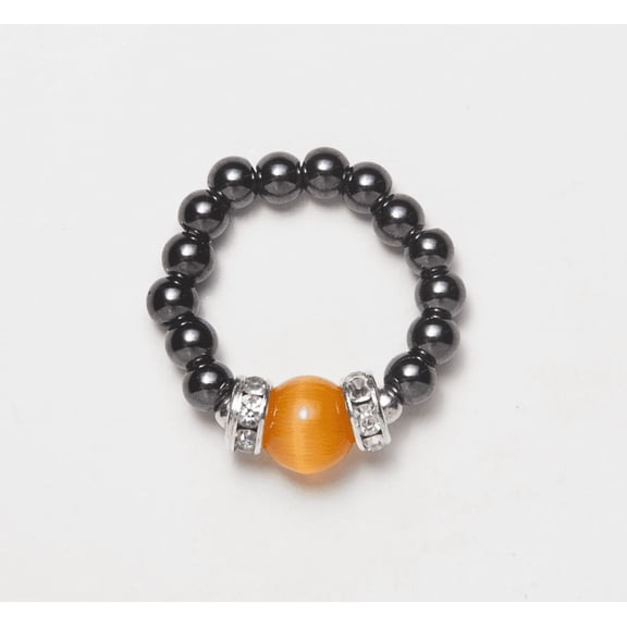 MagneHealth Black Magnets With Orange Cats Eye Ring Size XS