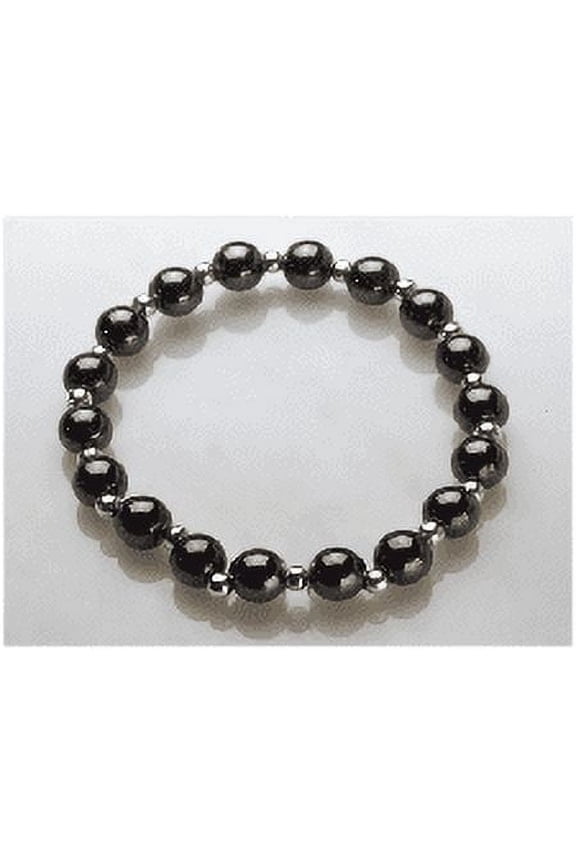 Black and Silver Plated Stretch Magnetic Bracelet Size 7