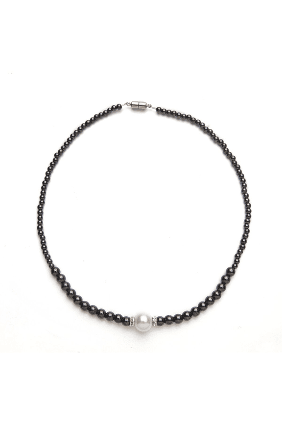 Black and White Magnetic Necklace, 18 Inches