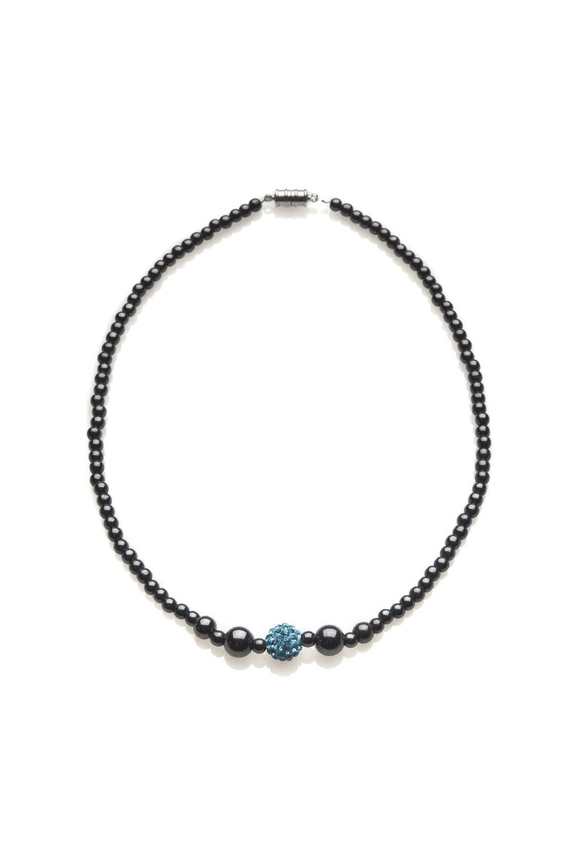 Blue Crystal Ball Magnetic Stretch Necklace, Size 18''