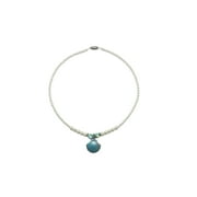 MagneHealth Blue Shell and White Magnetic Hematite Necklace, 18 Inches