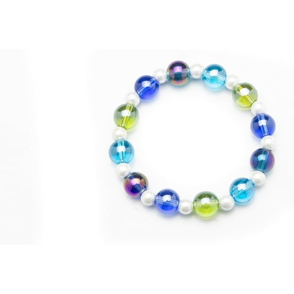 Glass and White Magnetic Hematite Rounds Bracelet