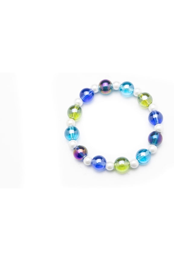 Glass and White Magnetic Hematite Rounds Bracelet