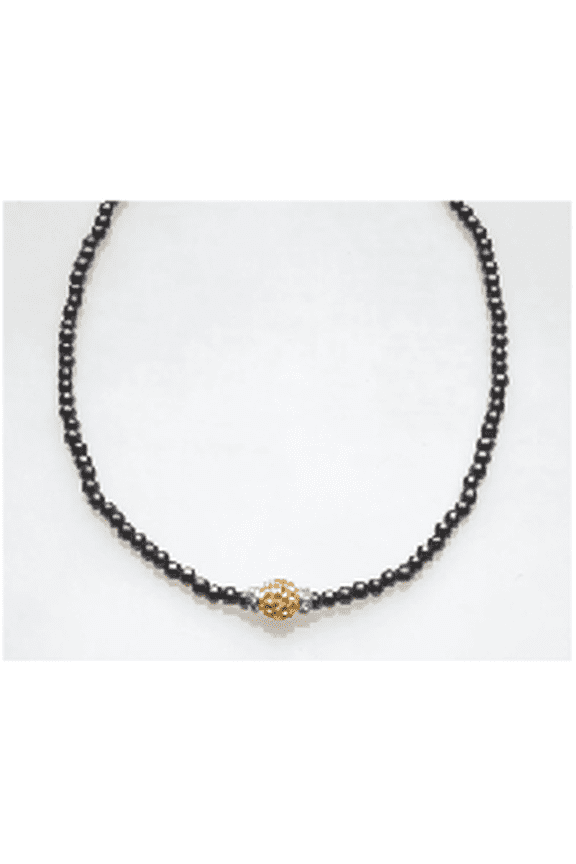 Gold Crystal Ball with Crystal Rondelles Magnetic Stretch Necklace, Size 18''