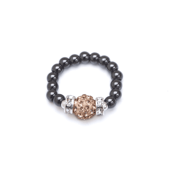 MagneHealth Gold Crystal Magetrim Stretch Ring Size L