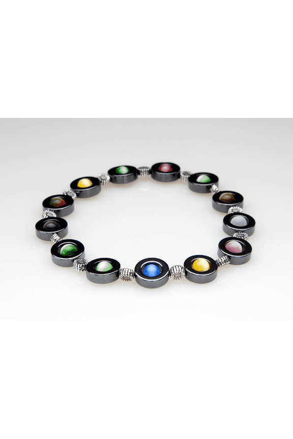 Multi-Color Cat's Eye Magnetic Hematite Wellness Bracelet with Cat's Eye Stones, Multicolor