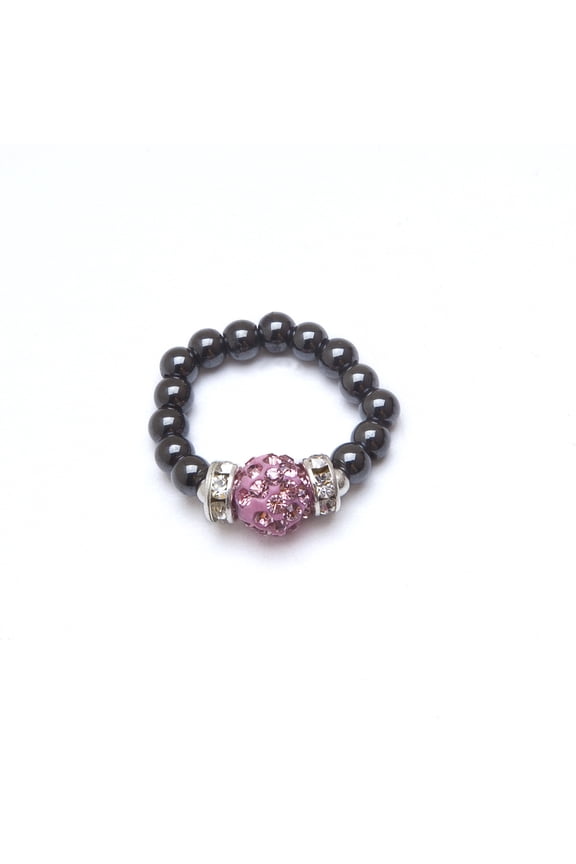 Pink Crystal Stretch Ring Size L