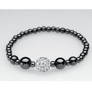 MagneHealth Single Silver Crystal Ball Magnetic Stretch Bracelet Size 6.5