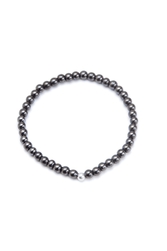 Thin Stretch Bracelet with Silver Plated Ball Bracelet Size 7.5