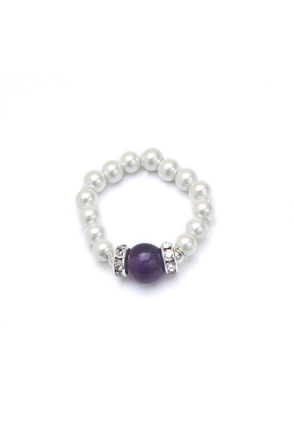 White Magnets & Amethyst Ring Size XS