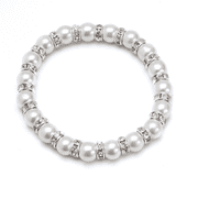 MagneHealth White and Crystal Magnetic Hematite Stretch Wellness Bracelet