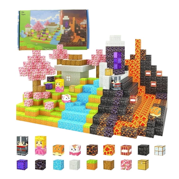 Magnefun Magnetic Blocks, 84PCS Time and Space Gate Theme Magnetic Building Blocks Magnetic Tiles, STEM Educational Construction Toys, Magnetic Toys for Kids Ages 4-8