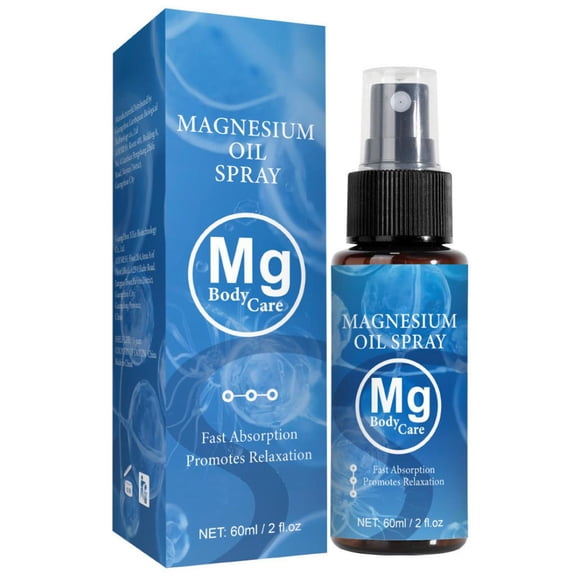Magnesia Oil Spray，Magnesium Spray, Magnesium Oil for Feet, Pure Magnesium Oil Spray Organic Natural Magnesium Chloride Oil Glass Bottle for Feet, Skin, Body(60ml/2fl.oz)