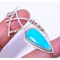 thumbnail image 1 of Magnesite Turquoise 925 Sterling Silver Two Tone Gold Plated Pendant 2.34" A335, Beautiful Jewelry For Woman, New Year Sale, Valentin's Day Gift, 1 of 2
