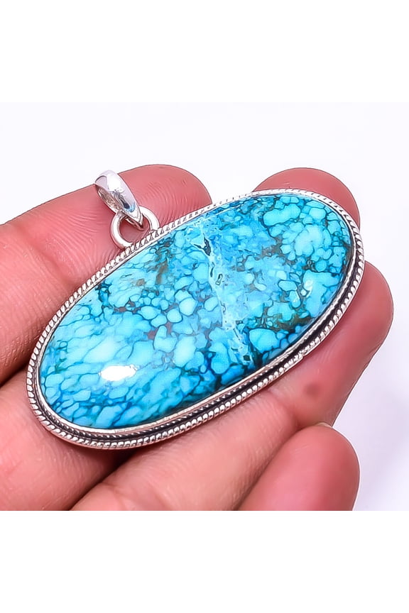 Magnesite Turquoise 925 Sterling Silver Pendant 1.56", Blue Magnesite Turquoise Pendant P_8028_325_4