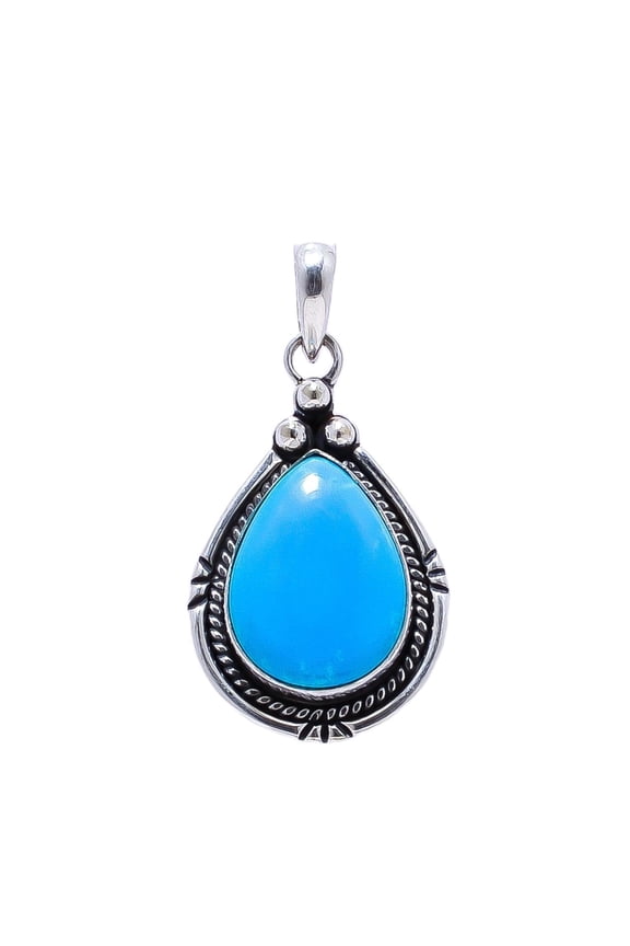 Magnesite Turquoise 925 Sterling Silver Pendant V10064, Solitaire Pendant, Blue Pendant, Pear Pendant, Gift For Her, Magnesite Turquoise Pendant