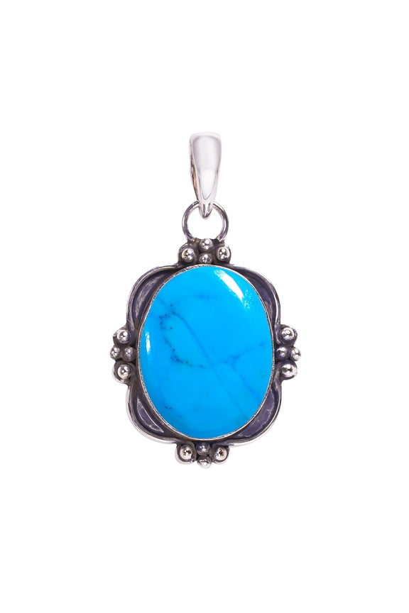 Magnesite Turquoise 925 Sterling Silver Pendant V8178, Solitaire Pendant, Blue Pendant, Oval Pendant, Gift For Her, Magnesite Turquoise Pendant