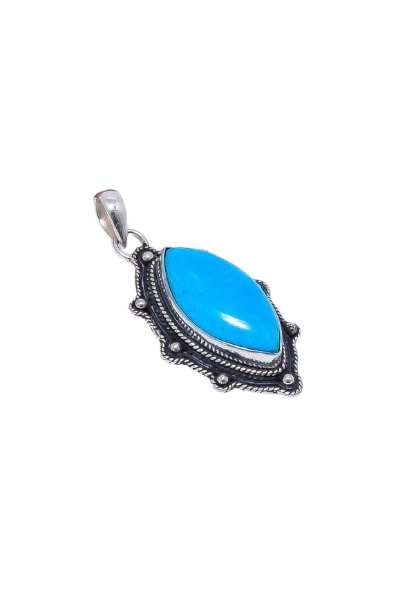 Magnesite Turquoise 925 Sterling Silver Pendant V9052, Solitaire Pendant, Blue Pendant, Marquish Pendant, Gift For Her, Magnesite Turquoise Pendant