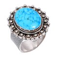 thumbnail image 1 of Magnesite Turquoise 925 Sterling Silver Ring, 16X12 mm Oval Gemstone Ring, Blue Ring, Christmas Gift, Unique Jewelry Ring, Adjustable Ring V5551R21992, 1 of 4