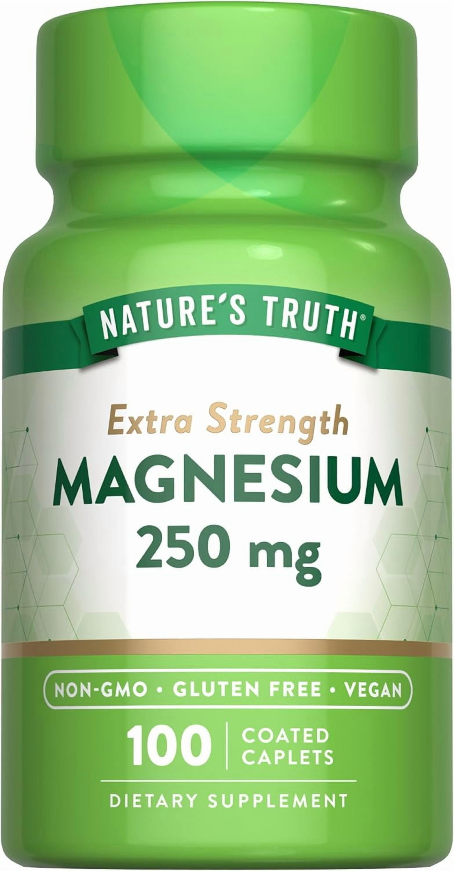 Magnesium 250 mg | 100 Caplets | from Magnesium Oxide | Non-GMO and Gluten Free | by Nature's Truth
