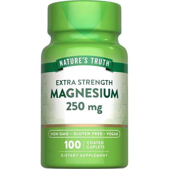 Magnesium 250 mg | 100 Caplets | from Magnesium Oxide | Non-GMO and Gluten Free | by Nature's Truth