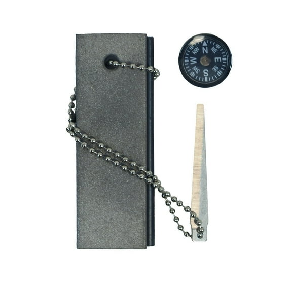 Magnesium 3" Keychain Pocket Compass Fire Starter Flint Block Emergency Survival Tool Camping Gear