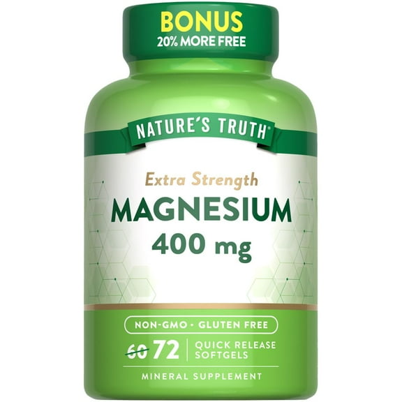 Magnesium 400 mg | 72 Softgels | Extra Strength | from Magnesium Oxide | by Nature's Truth