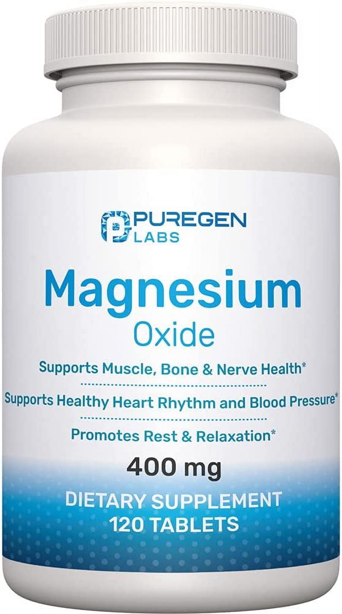 Magnesium 400mg [High Potency] Supplement  Magnesium Oxide for Immune Support, Muscle Recovery, Leg Cramps and Relaxation 120 Tablets