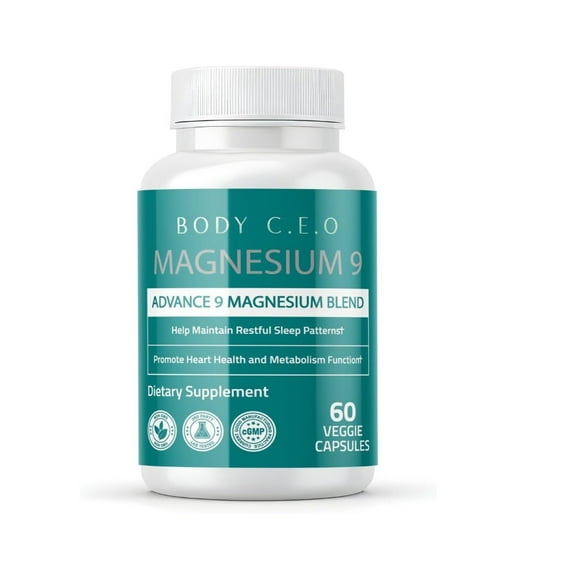 Magnesium 9 Complex Supplement 500mg, High Absorption Magnesium Citrate and Oxide Capsules for Sleep Support, Muscle Recovery, Mood Balance, Stress Relief, and Digestive Health 60 Count