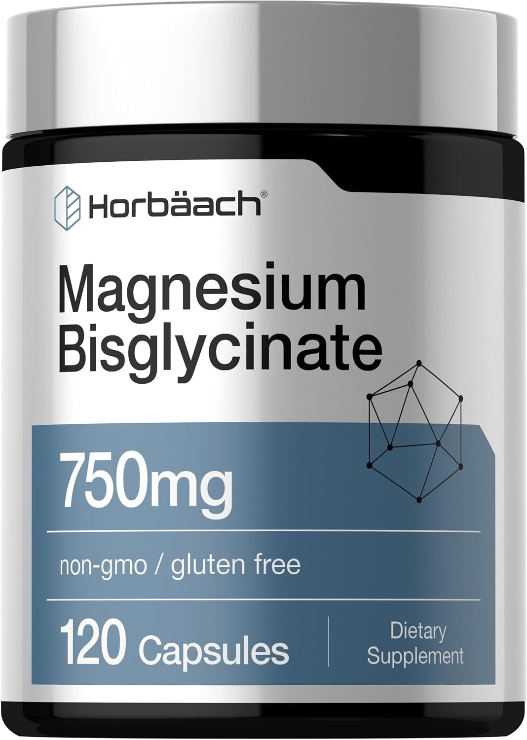 Magnesium Bisglycinate | 120 Capsules | 750mg | For Men and Women | by Horbaach