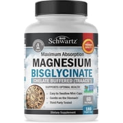 Magnesium Bisglycinate Chelated Capsules, High Absorption Magnesium Glycinate Supplement, Non-GMO, 180 Count
