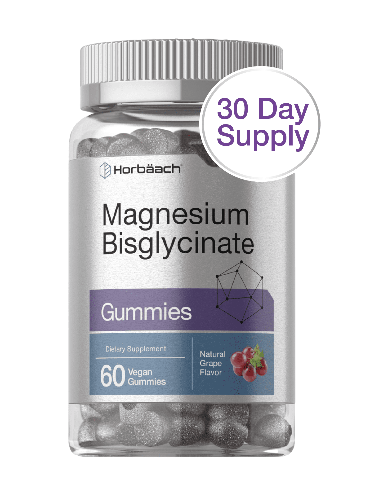 Magnesium Bisglycinate Gummies 60 Count Vegan, NonGMO, Gluten Free