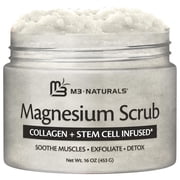 M3 Naturals Magnesium Body Scrub, Dead Sea Salt Exfoliating Scrub with Collagen and Shea Butter, 16 oz