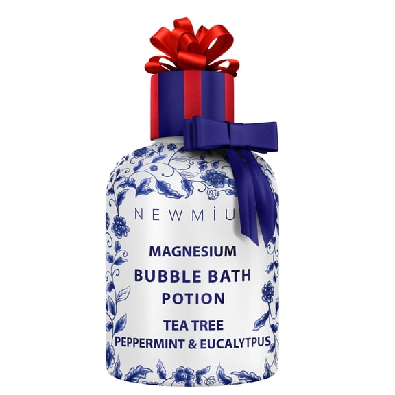 Magnesium Bubble Bath Long Lasting Foam for Sore Muscles Recovery Tea Tree Peppermint Eucalyptus Relaxing Stress Relief Calming Self Care Spa Gift