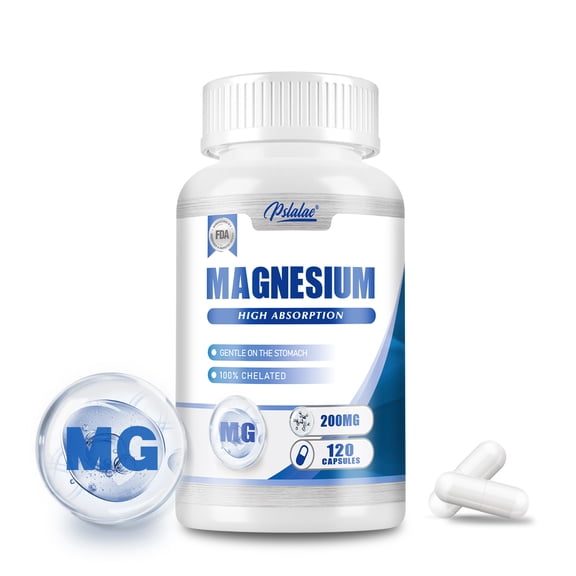 Magnesium Capsules 200MG - Improve Sleep, Calm, Relieve Stress, Healthy Bones, Heart Health, Metabolism Support - 120 Capsules