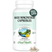 Maxi Health Magnesium Capsules   Energy, Muscle & Nerve Support, Bone Health   180 Count