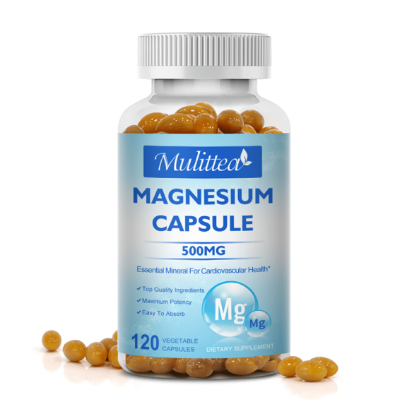 Magnesium Capsules, Magnesium Glycinate 500mg for Mood, Muscle, Bone & Energy Support, 120 Capsules