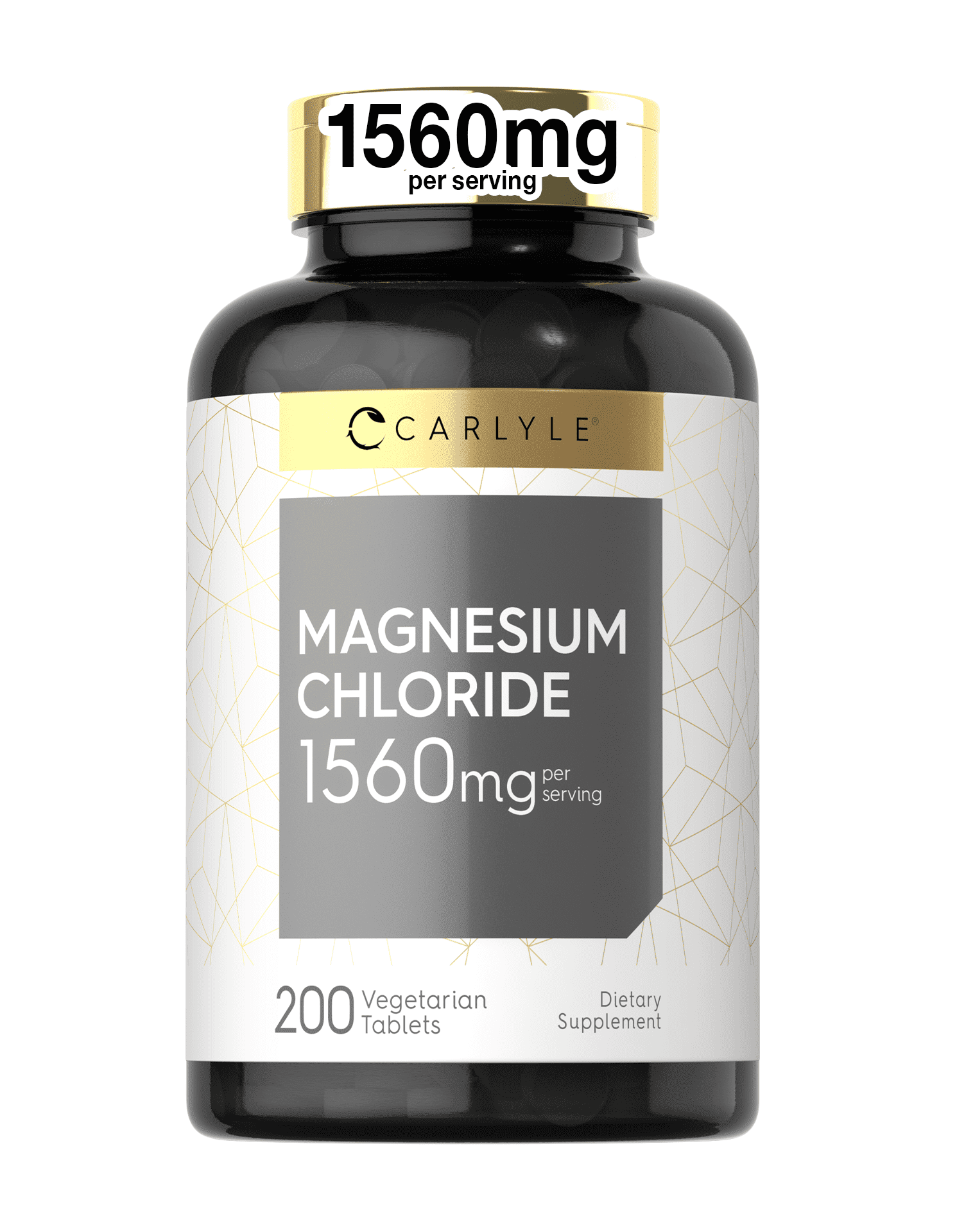 Magnesium Chloride 1560 mg | 200 Tablets | Cloruro De Magnesio | Vegetarian Formula | by Carlyle