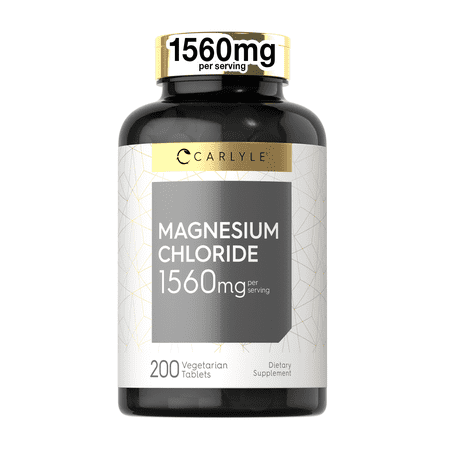 Magnesium Chloride 1560 mg | 200 Tablets | Cloruro De Magnesio | Vegetarian Formula | by Carlyle