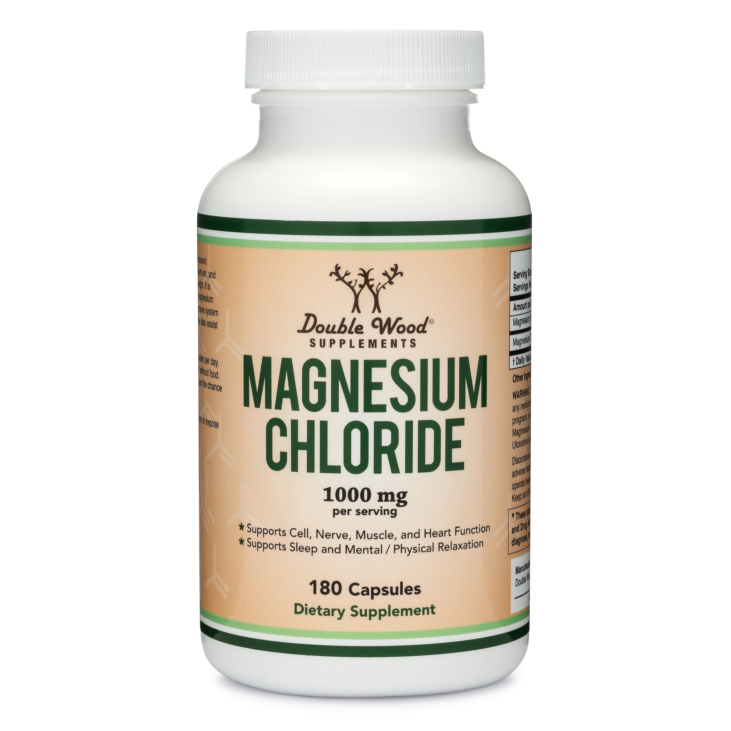 Magnesium Chloride (Cloruro De Magnesio) 180 Capsules, 1,000mg Per