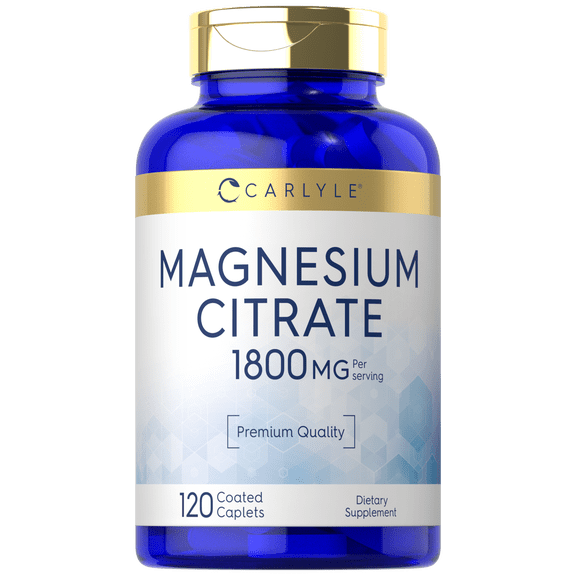 Magnesium Citrate | 1,800mg | 120 Coated Caplets | For Men and Women | by Carlyle