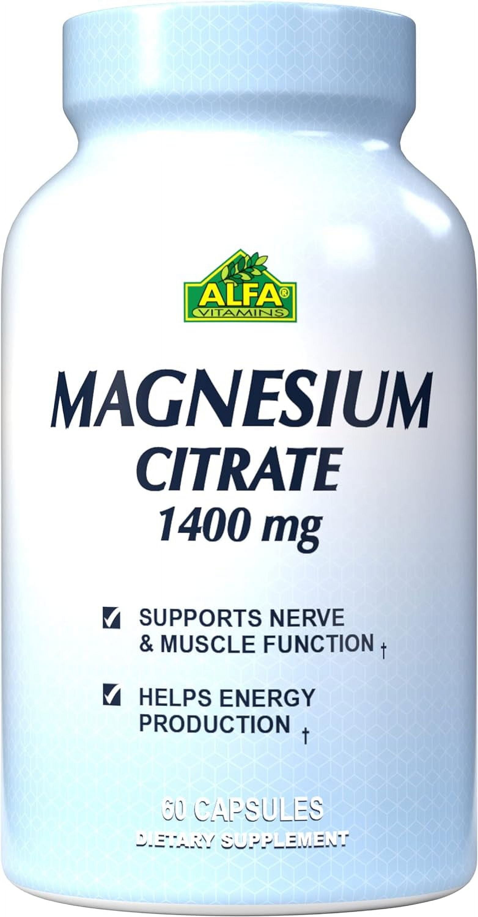Magnesium Citrate 1400 mg by Alfa Vitamins Supports Nerve & Muscle Function Helps Energy