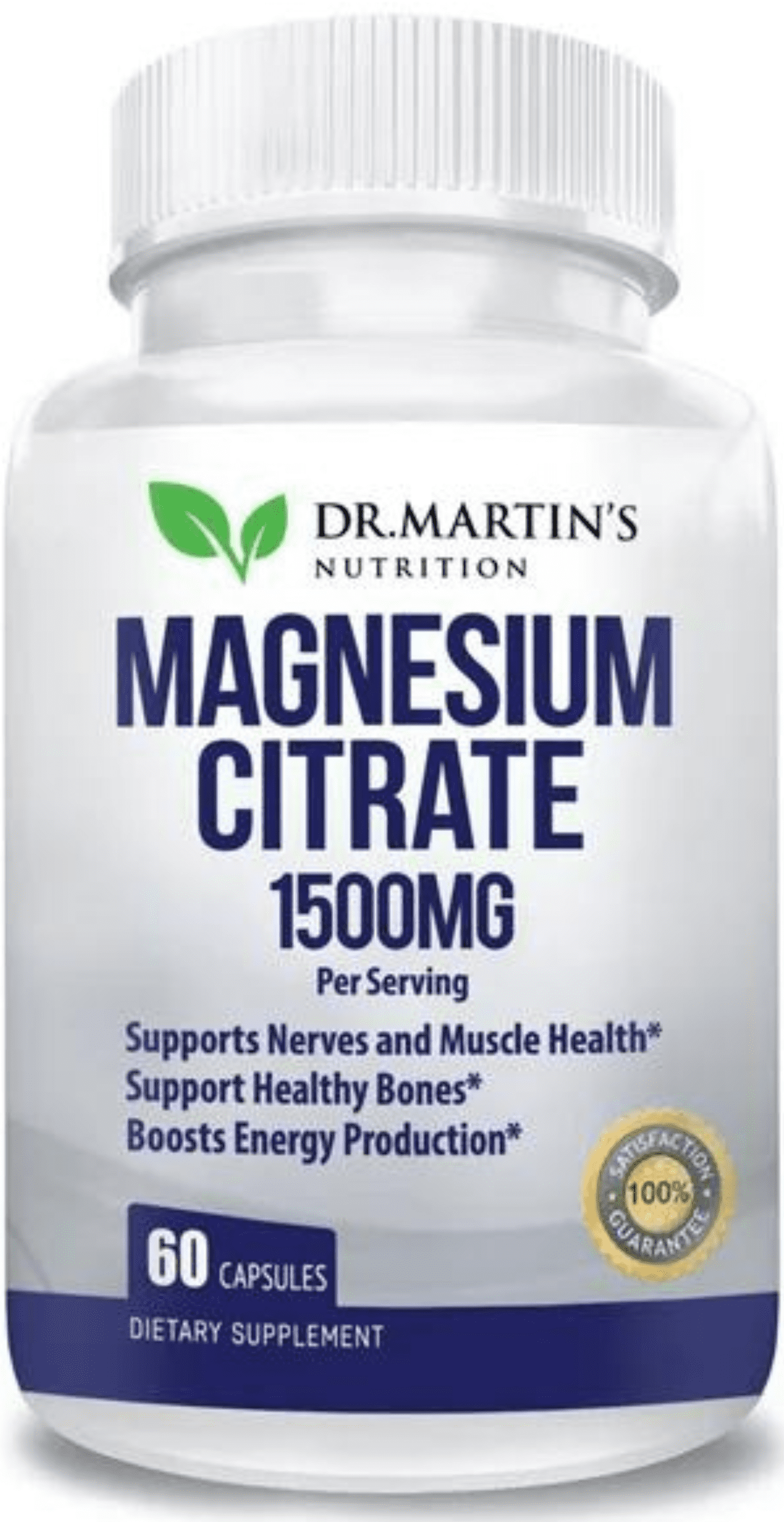 Magnesium Citrate 1500mg 60 Capsules Helps with Stress Relief, Sleep