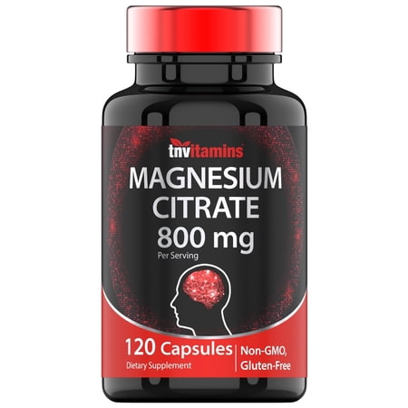 TNVitamins Magnesium Citrate Capsules Dietary Supplements 800mg Digestive Muscle Nerve Mineral Intake Cardiovascular Joint Health Adults NON GMO, 120 Count